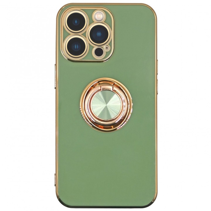 SILKASE tok Apple iPhone 13 Pro-hoz, Kamera védelem, szilikon, menta/arany színű