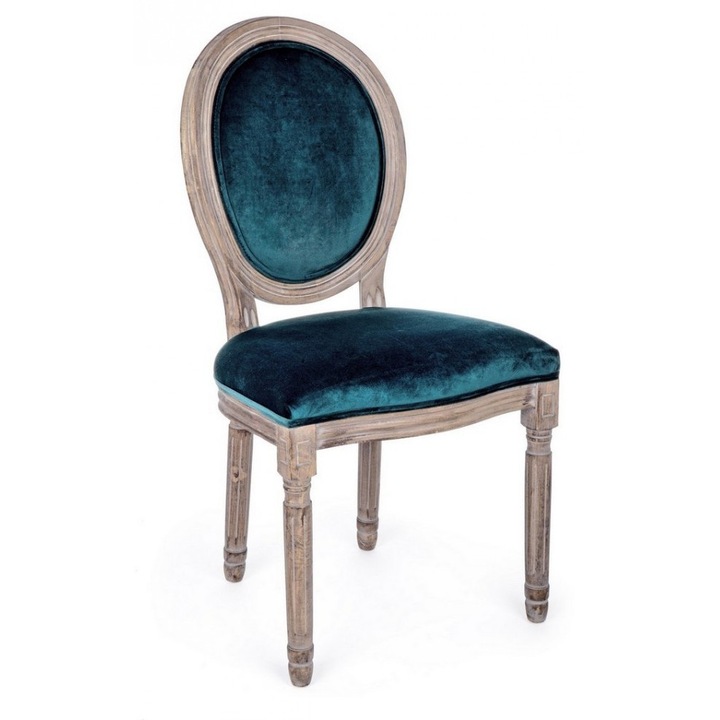 Scaun cu spatar din lemn si tapiterie catifea verde Mathilde 48 cm x 46 cm x 96 h x 48 h