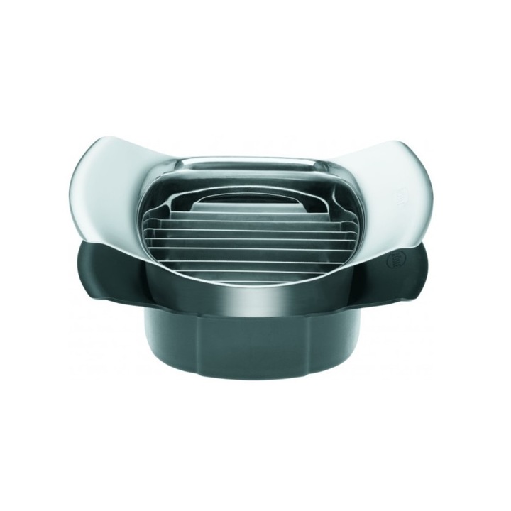 Feliator manual de rosii/ mozzarella Rösle, 10 lame otel inoxidabil, diametru 10 cm, rezistent, ergonomic, usor de curatat, inox/negru