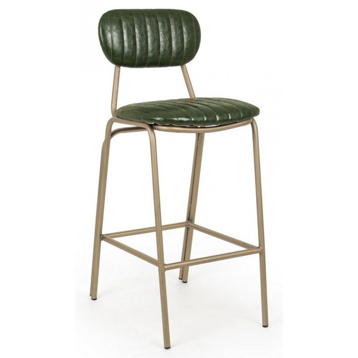 Scaun de bar cadru fier auriu si sezut piele ecologica Addy 41x51x100x73 cm
