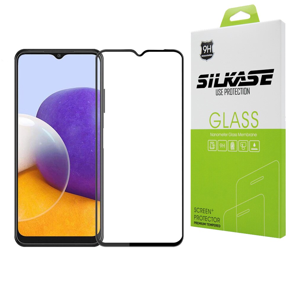 Стъклофолио SILKASE за Samsung A22 4G, Full Glue, Full display, черно ...