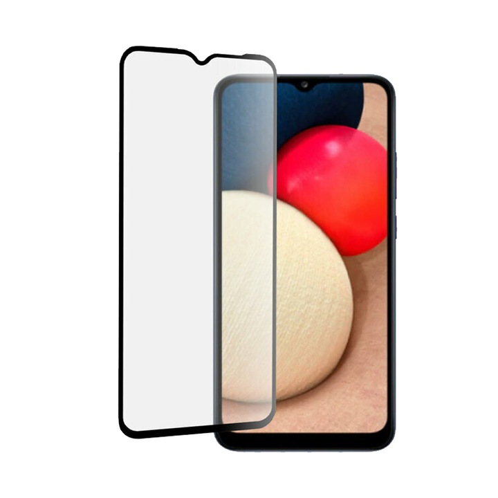 SILKASE üvegfólia Samsung A03s-hoz, Full Glue, Full display, fekete