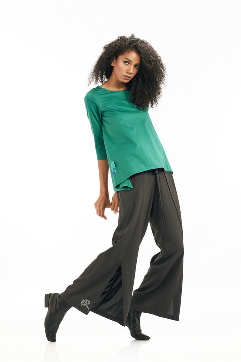 Aszimmetrikus bluz, RVL Fashion, ujjal, Zöld