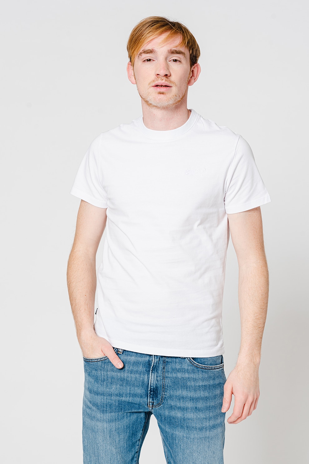 Superdry & Co, Tricou slim fit din bumbac Essential, Alb, L