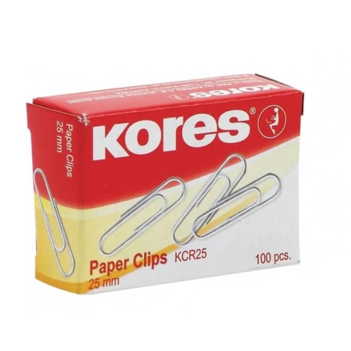 Set 100 Agrafe din Metal Kores, 25 mm