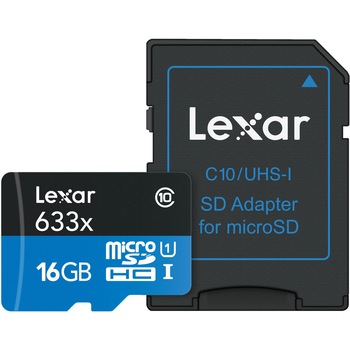 Card de memorie Lexar HP MicroSDHC, 16 GB, UHS-I, Class 10 + Adaptor SD Card de memorie Lexar HP MicroSDHC, 16 GB, UHS-I, Class 10 + Adaptor SD