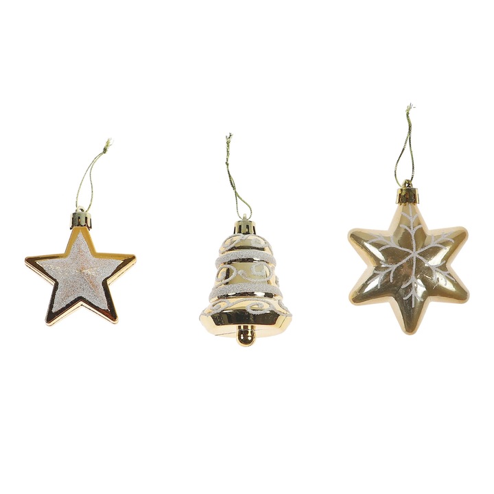 Set 3 decoratiuni Craciun, auriu, SYQC-0119180