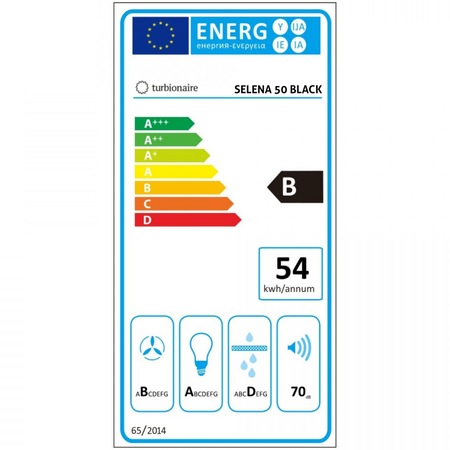 Hota incorporabila Turbionaire Selena 50 Black, Motor 600 mc/h, Iluminare LED 3200K, 3 viteze, Control electronic, Filtru grasimi Aluminiu in 5 straturi