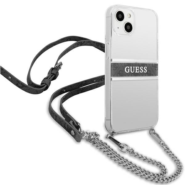 Husa Guess pentru iPhone 13 Mini, Lant argintiu, PC, Transparent