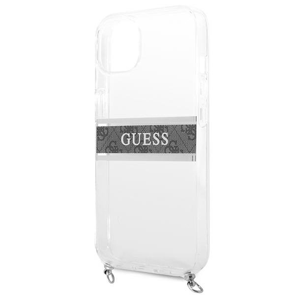 Husa Guess pentru iPhone 13 Mini, Lant argintiu, PC, Transparent