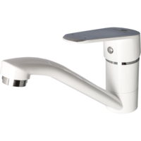 Baterie bucatarie Ermetiq ER-A206A, pipa medie, cartus ceramic, aerator, Alb