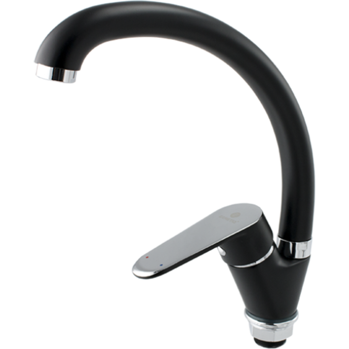 Смесител за кухня Ermetiq ER-A207N, Тип лебед, Едноръкохватков, Керамичен патрон, Аератор, Черен
