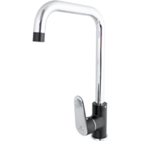 Baterie bucatarie Ermetiq ER-A209N, pipa 90°, monocomanda, cartus ceramic, aerator, Negru/Crom