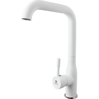 Baterie bucatarie Ermetiq ER-A417A, pipa 90º, monocomanda, Inox, Alb