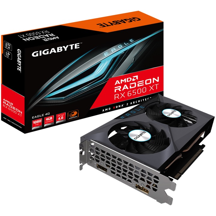 Gigabyte Radeon Video Card™ RX 6500 XT EAGLE, 4 GB GDDR6, 64 bites