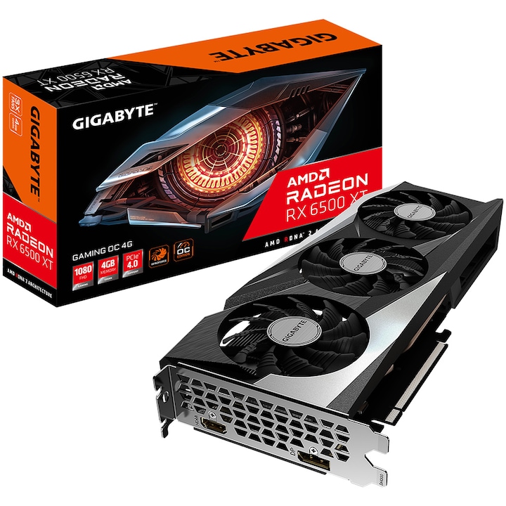 Видео карта Gigabyte Radeon™ RX 6500 XT GAMING OC, 4GB GDDR6, 64-bit