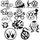 Set 11 stickere auto personalizate Volkswagen 50 x 50 cm, negru