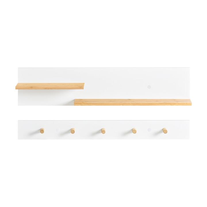 Sobuy fogas, FHK21-WN, 90 x 15 x 30 cm, MDF/bambusz, fehér/barna