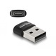 Adaptor Delock, USB Type-A tata - USB Type-C mama, Negru