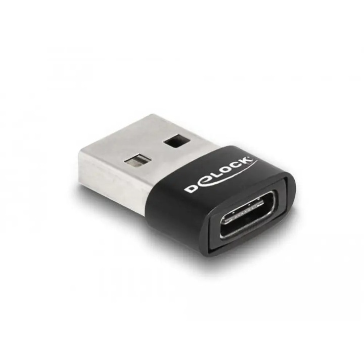 Adaptor Delock, USB Type-A tata - USB Type-C mama, Negru