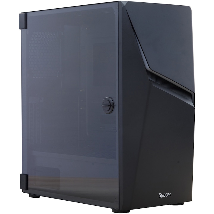 Компютърна кутия SPACER THUNDER, Mid-Tower, Без захранващ блок, ATX, Black