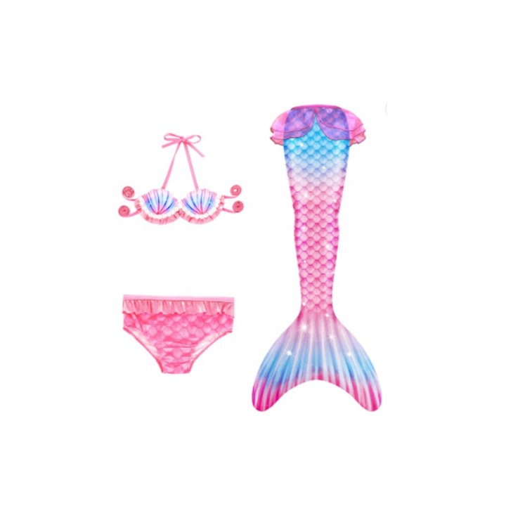 Set costum de baie Sirena roz Magic Pink