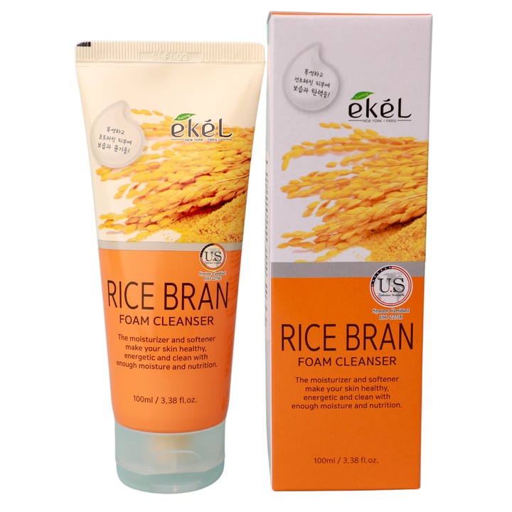 Spuma de curatare pentru fata, cu tarate din orez brun, Ekel, 100ml
