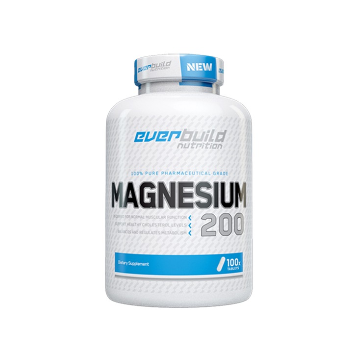 Supliment Alimentar, Everbuild, Magnesium Citrate 200 Mg, 100 Tablete