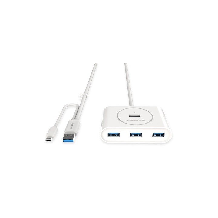 Хъб с 4 USB 3.0 порта с otg функция Бял