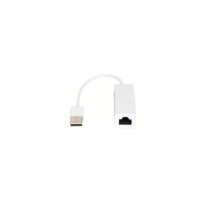 SOHO Ethernet USB-A Kábel, Kiváló minőségű, RJ45 anyához, Fehér