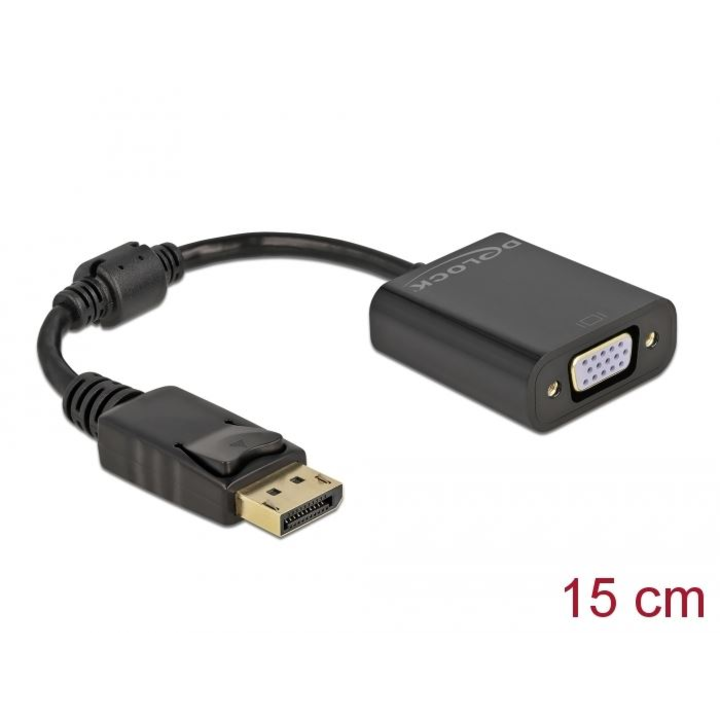Преходник Displayport към VGA 15 pin TM черен, Delock 61006