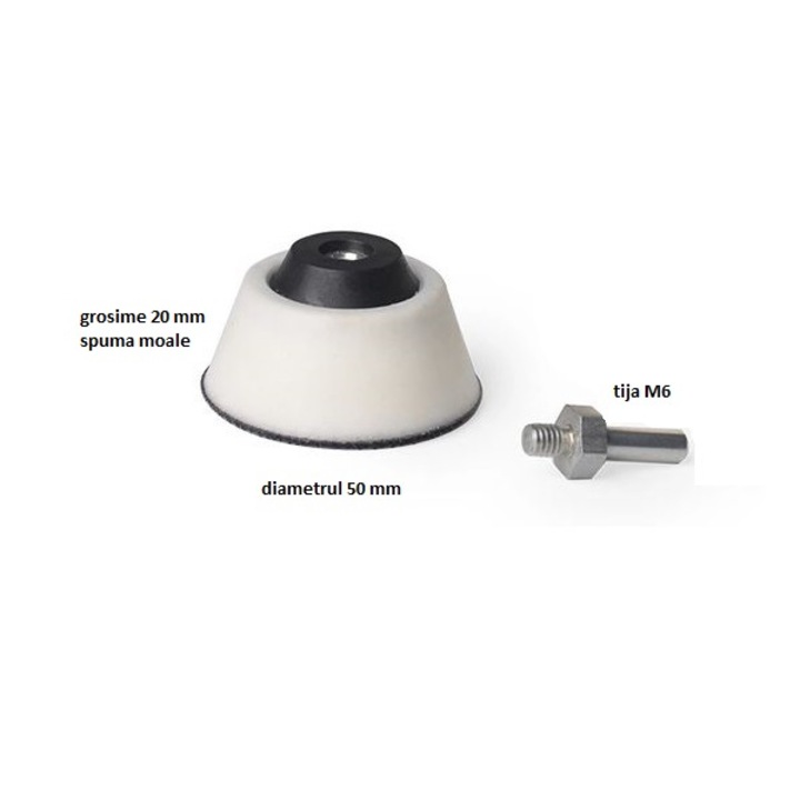 Taler suport polish moale 50 mm tija M6 grosime 20 mm