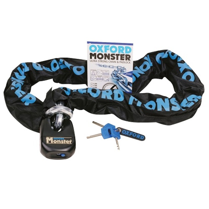 Oxford Monster Hex Chain & Padlock lopásgátló, hosszúság 2m, vastagság 14mm