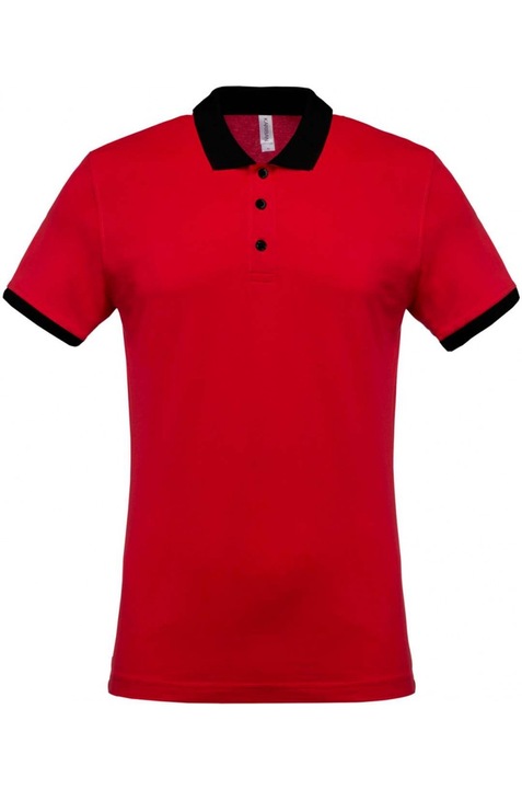 Pique férfi póló, két árnyalat - KA258, Piros