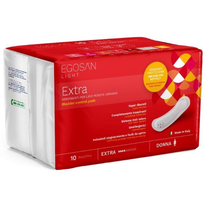 Set absorbante incontinenta urinara feminina Egosan Light Extra - 10 bucati, 4 picaturi