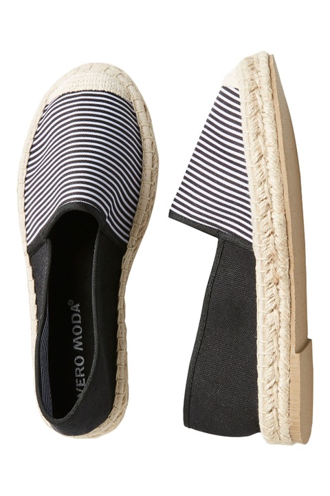 Espadrile dama Vero Moda, Material textil, Negru/Crem, 41 EU