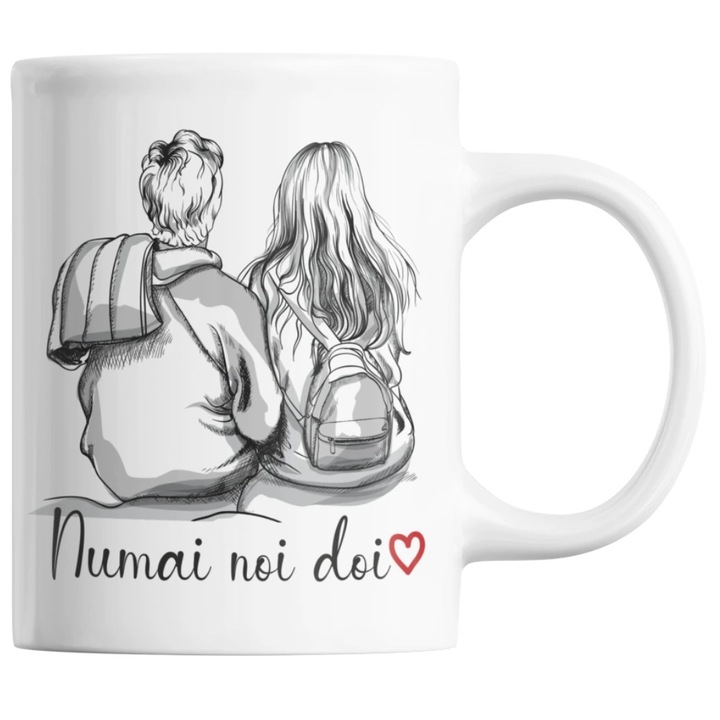 Cana personalizata alba, "Numai noi doi - Valentine's day", 330 ml