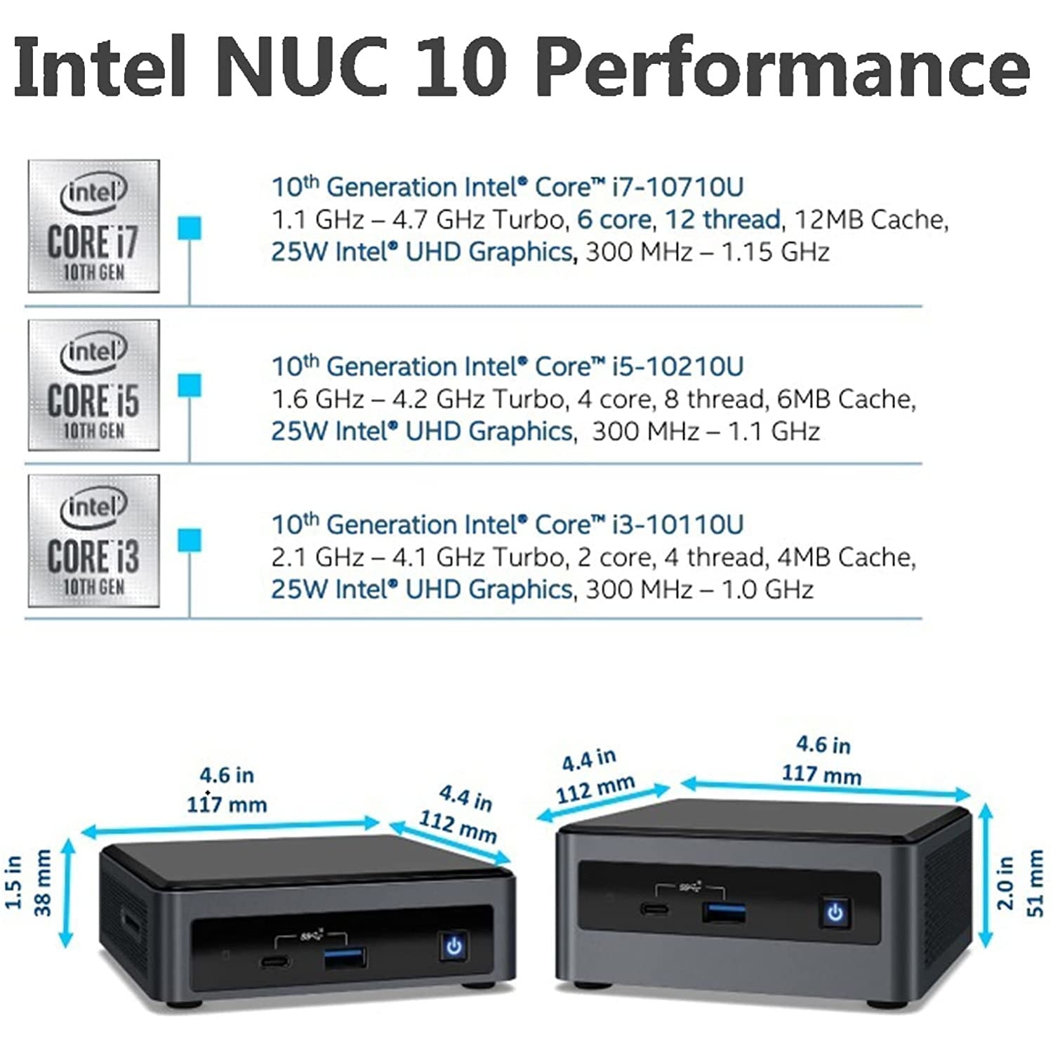 Intel NUC 10 NUC10i7FNHN Home ＆ Business Mini Desktop i7-10710U 6-Core, 8GB 