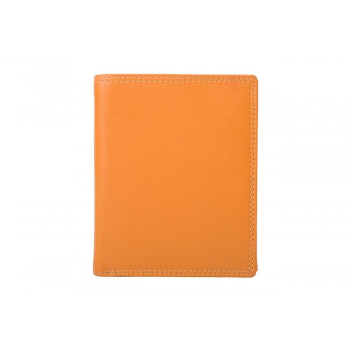 Portofel de dama, piele naturala, portocaliu, 9,5 x 12 cm, B117P