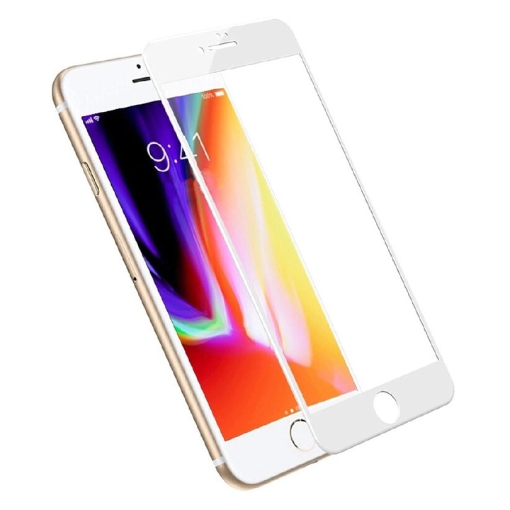 Стъклен протектор LBL 5D Slim за iPhone 7/ 8 Plus, Бял
