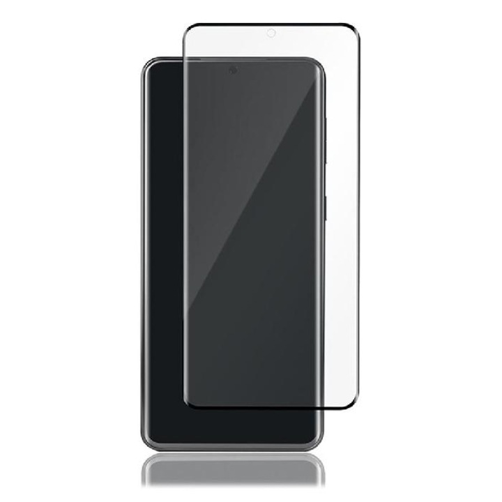 Стъклен протектор за дисплей MBX 5D Full с цяло лепило без дупка, За Samsung Galaxy S21 (G991B), Черен