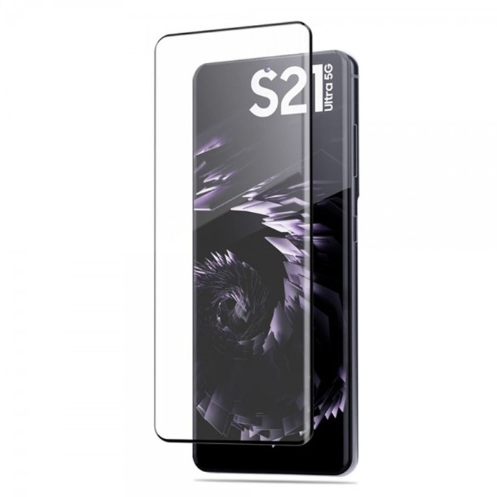Стъклен протектор LBL 5D, Извит без дупка за Samsung G998B Galaxy S21 Ultra, Черен