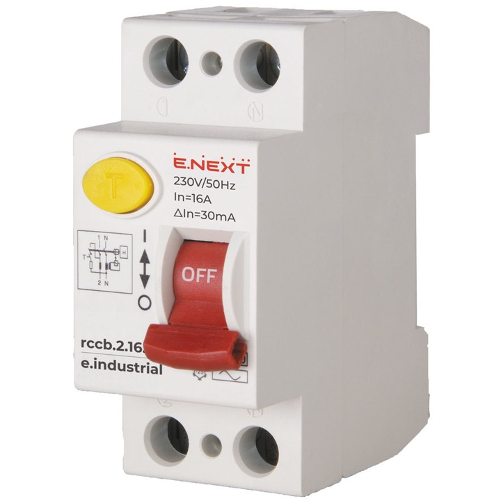 Дефектнотокова защита E.NEXT ДТЗ e.industrial.rccb.2.16.30, 2р, 16А, 30мА, тип АС
