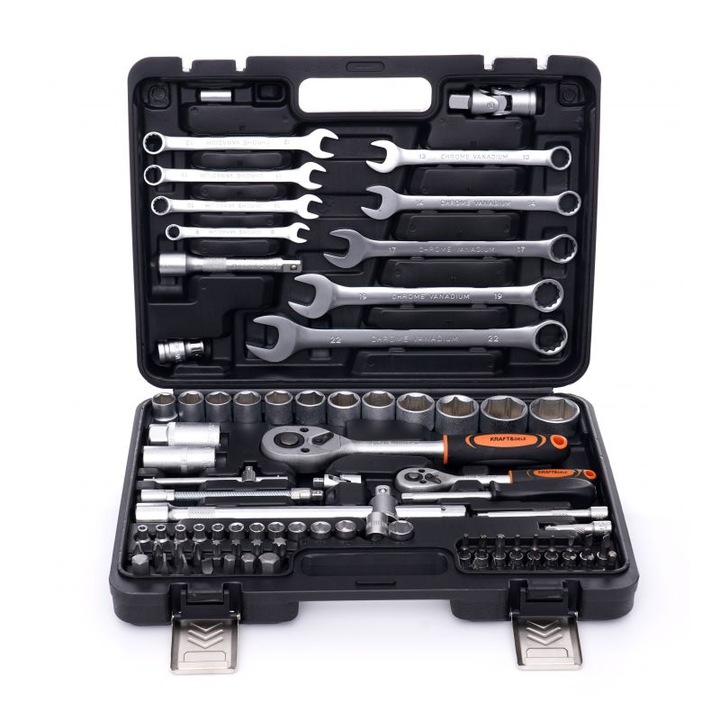 Trusa chei, 82 piese, Kraft&Dele, chei tubulare, clichet