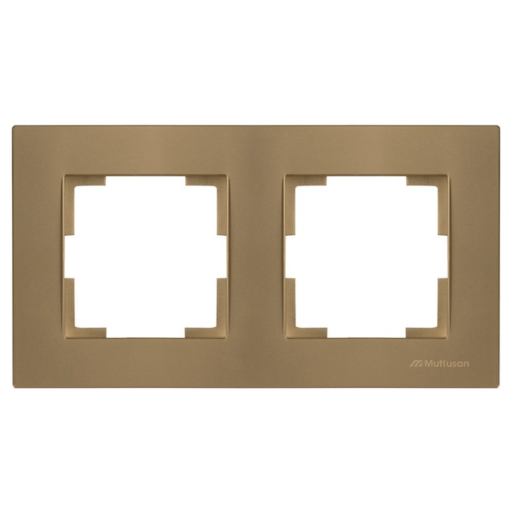 Rama dubla pentru priza, Mutlusan, Plastic, Rita, Auriu