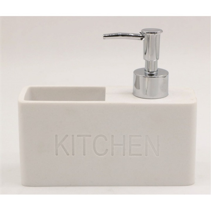 Dozator detergent pentru bucatarie, Inter Ceramic, Plastic, Alb