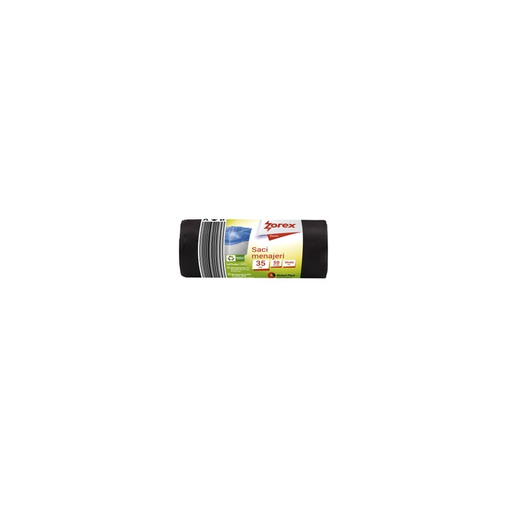 Set 5 bucati saci menajeri Zorex Basic, 35L, negru, 50 buc/rola