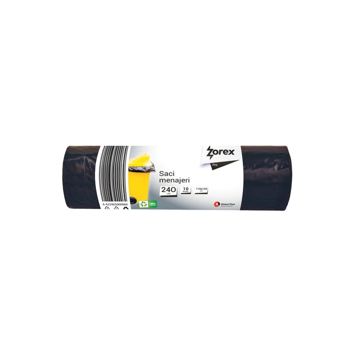 5 db-os Zorex Pro tisztítótasak készlet, 240L, fekete, 10 db/tekercs