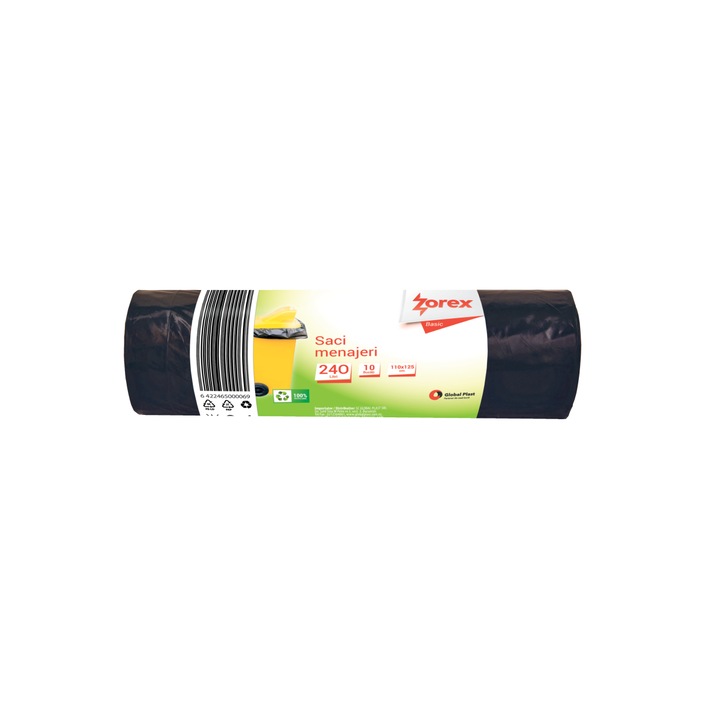 5 db-os Zorex Basic tisztítótasak készlet, 240L, fekete, 10 db/tekercs