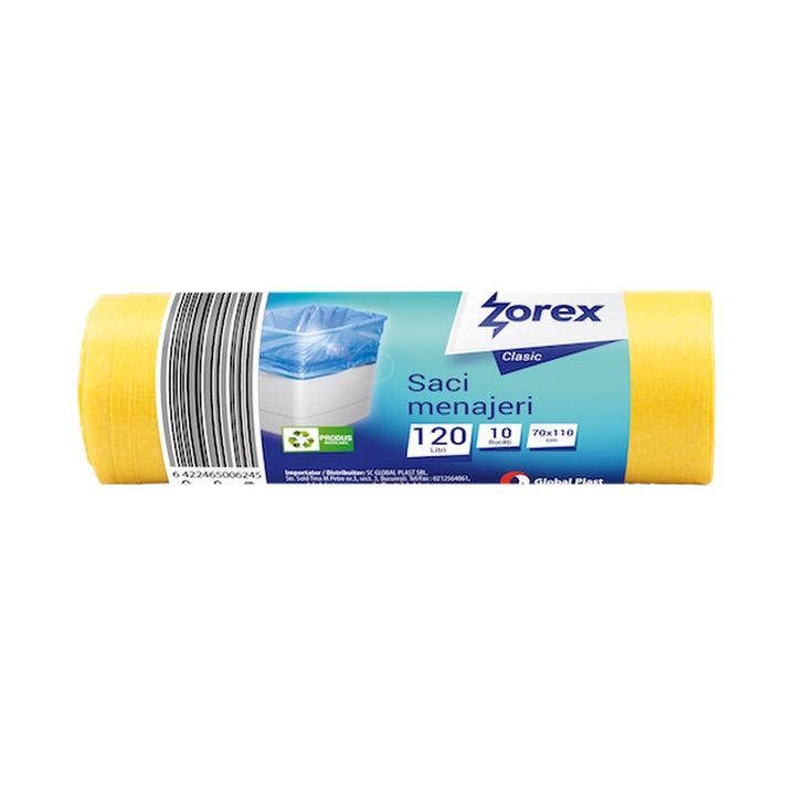 5 db-os Zorex Classic tisztítótasak készlet, 120L, sárga, 10 db/tekercs